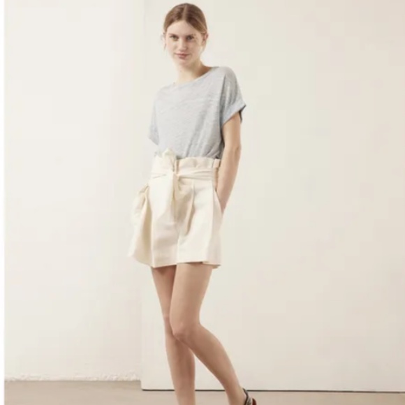 Vanessa Bruno Ricardo Cotton Linen Tie Waist Shorts - Picture 2 of 9